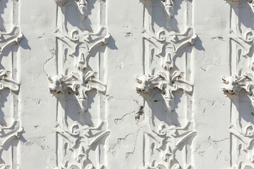 White stucco texture on an exterior wall Showcasing the intricate details and patterns for architectural backgrounds.