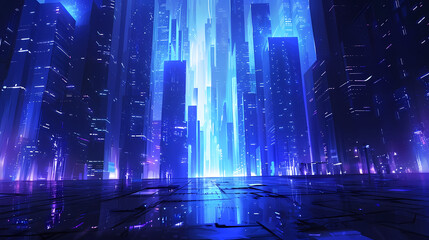Futuristic Cityscape Illuminated at Night