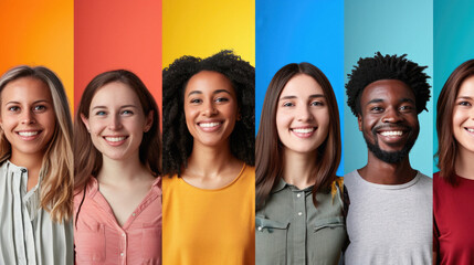 Group of young people on color background, closeup. Diversity concept - Powered by Adobe