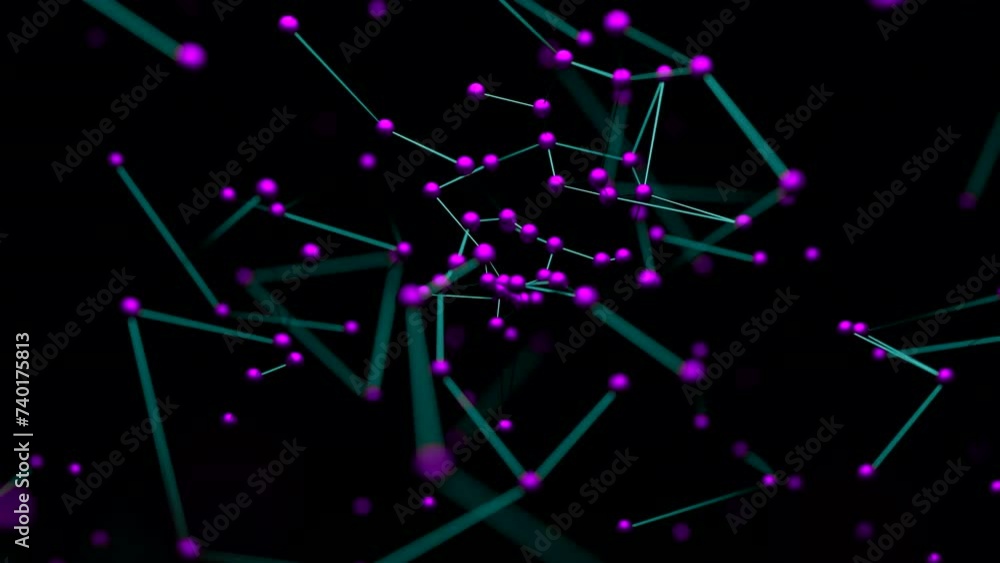 Poster chains with molecules in flow. design. emerging flow of compounds with molecules. abstract stream ap