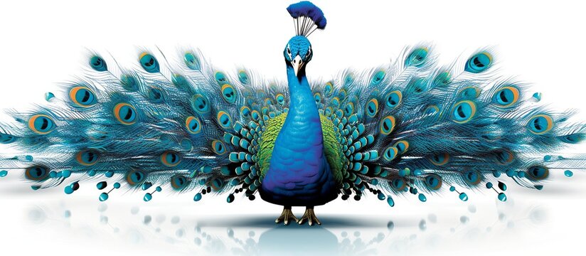 vector illustration of a peacock spreading its wings perfectly isolated on a white background