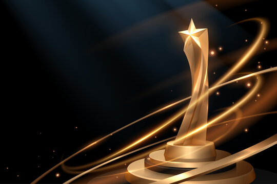 Golden star trophy with light effects