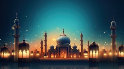 Illuminated Mosque Under Starry Skies