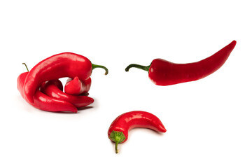 Red hot chili pepper isolated on a white background.