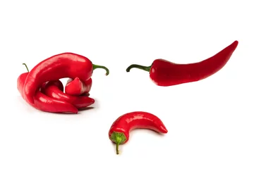 Wall murals Hot chili peppers Red hot chili pepper isolated on a white background.