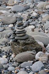 Fototapeta na wymiar Pebbles and Stones on Rhine River bed, Vaduz, Liechtenstein
