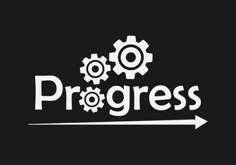 
Progress. Logo concept on the theme "Progress". concept. logotype. text. arrow. gears, for websites, white background, black background. purple, blue, orange, 3d effect