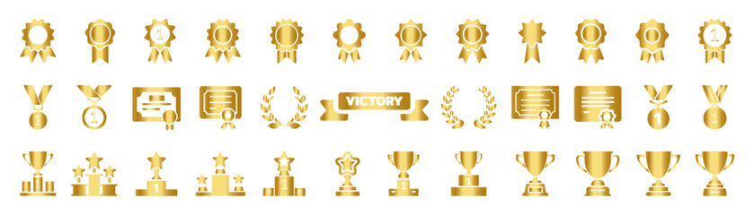 Fototapeta premium Award symbols collection. Award and winner medal. Winning icons collection. 