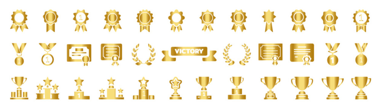 Award symbols collection. Award and winner medal. Winning icons collection. 