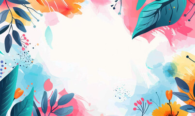 abstract colorful floral illustration template for creative portfolio or presentation slide background