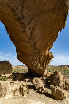 Arco de Tajao, a natural arch consisting of volcanic tufa, Arico, Tenerife, Spain