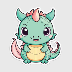 Fototapeta premium Adorable cartoon dragon with vibrant pastel colors and playful features, creating a friendly and whimsical vibe.