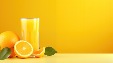 Orange Fresh Juice, realistic, detailed banner. Summertime orange citrus beverage cocktail for grocery product advertising.