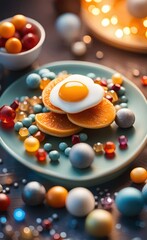 Rich gourmet breakfast table with healty ingredients
