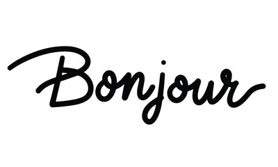 Bonjour text inscription. Handwriting text banner in black color Bonjour . Hand drawn vector art. © clelia-clelia