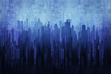 abstract depiction of a city skyline at night.