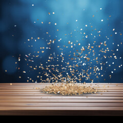 Confetti bursting on a blue background 
