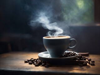Enigmatic Elixir: Artistic Coffee Cup with Mesmerizing Smoke Effects