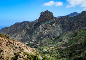 Fototapeta na wymiar Mountain landscape with Roque Cano, Island La Gomera, Canary Islands, Spain, Europe.