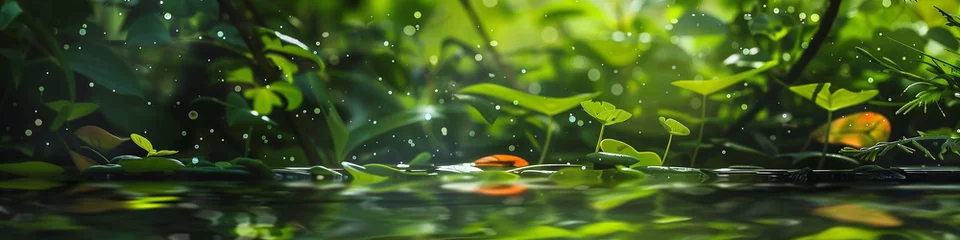 Zelfklevend Fotobehang Blurred image if natural background with water and plants © Alexander