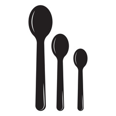 spoon for food and eating food silhouette isolated on white background. Spoon icon logo vector.