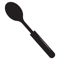 spoon for food and eating food silhouette isolated on white background. Spoon icon logo vector.