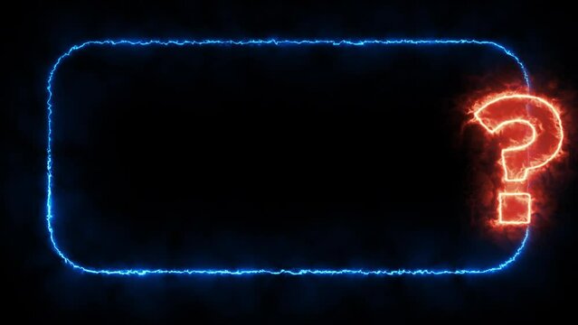 question mark frame neon animation with transparent background