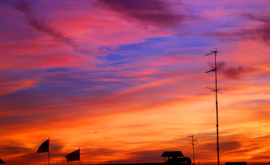 Photos of a red sunset and sky