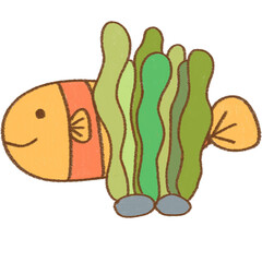 A cute little clownfish in the sea