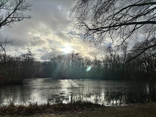 Sunset view at a lake 