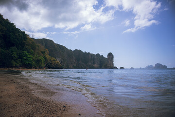 Ao Nang beach in a cloudy weather, Ao Nang, Krabi Thailand