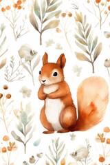 Squirrel pattern on white background