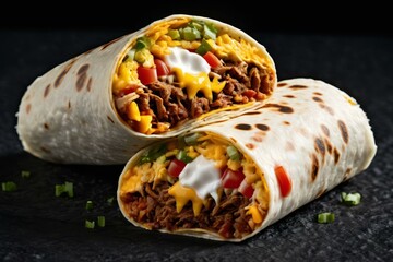 Burrito on Black Background