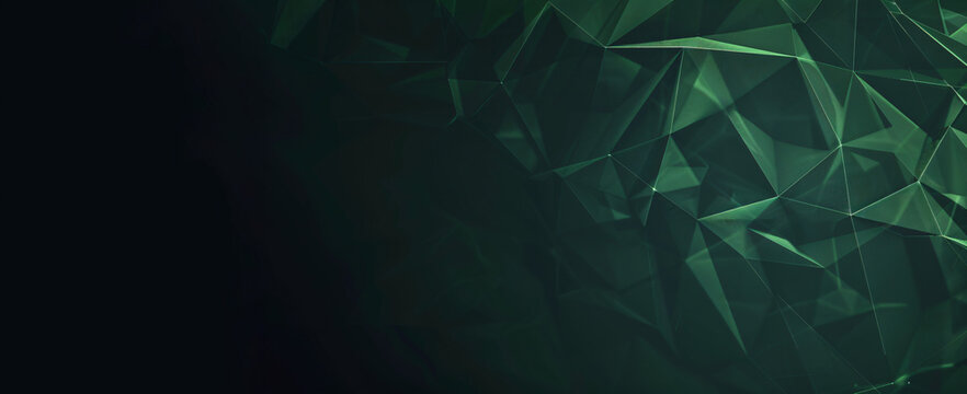 abstract background with green polygon shapes, banner