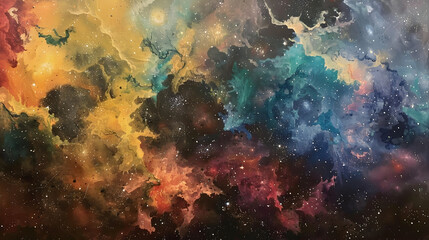 Colorful Cosmic Dark Space Illustration Background with  Pro Photo,,
Vibrant colors explode in abstract painted image 

