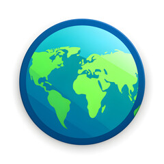 Fototapeta na wymiar Iconic Representation of the Earth - A Contemporary, Simplified Blue and Green Globe Icon