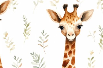 Cute watercolor giraffe