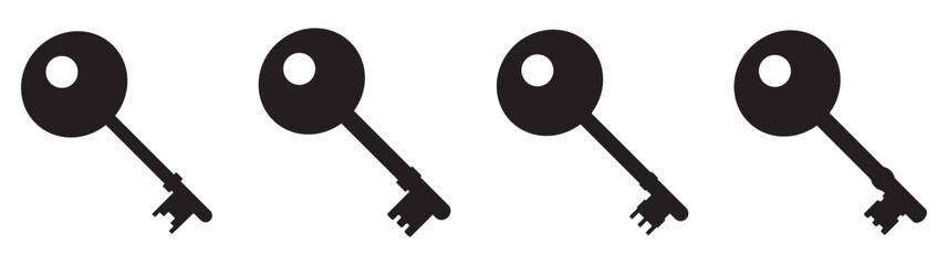 Key Icon set. Key vector icon. Set of black silhouettes of door case. Vector illustration