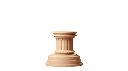Decorative beige column plinth with space for item on a transparent background