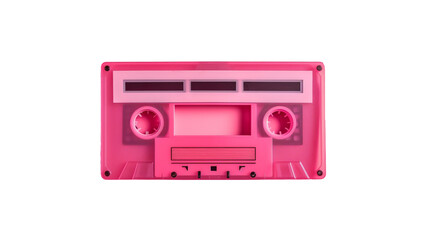 Obraz premium A vintage pink cassette tape recorder on a transparent background