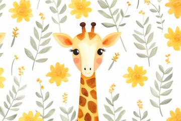 Cute watercolor giraffe