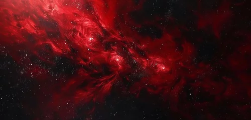 Foto op Aluminium An abstract red and black nebula, swirling in the cosmos, captured with stellar clarity in HD and 4K detail © Counter