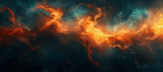 A blazing inferno erupts in the endless expanse of the universe, engulfing the serene beauty of nature in its destructive flames