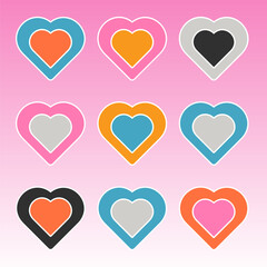 Colorful heart sticker set
