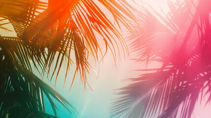 Fototapeta na wymiar colorful palm silhouettes background