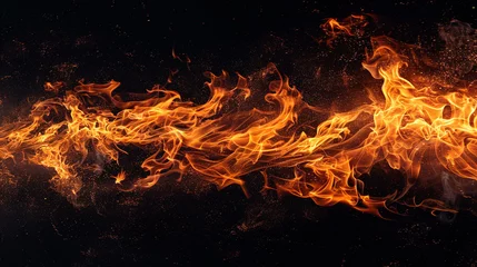 Papier Peint photo Feu Fire flames collection isolated on black background
