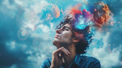 Man developing her emotional intelligence. Concept exploring the mind, self-discovery, introspection, thinking process