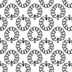 Abstract minimalistic line art leaves seamless pattern. Vector illustration