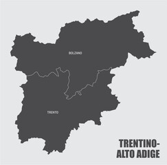 Trentino-Alto Adige region map - obrazy, fototapety, plakaty