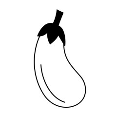 Black and white eggplant line icon. Vector illustration